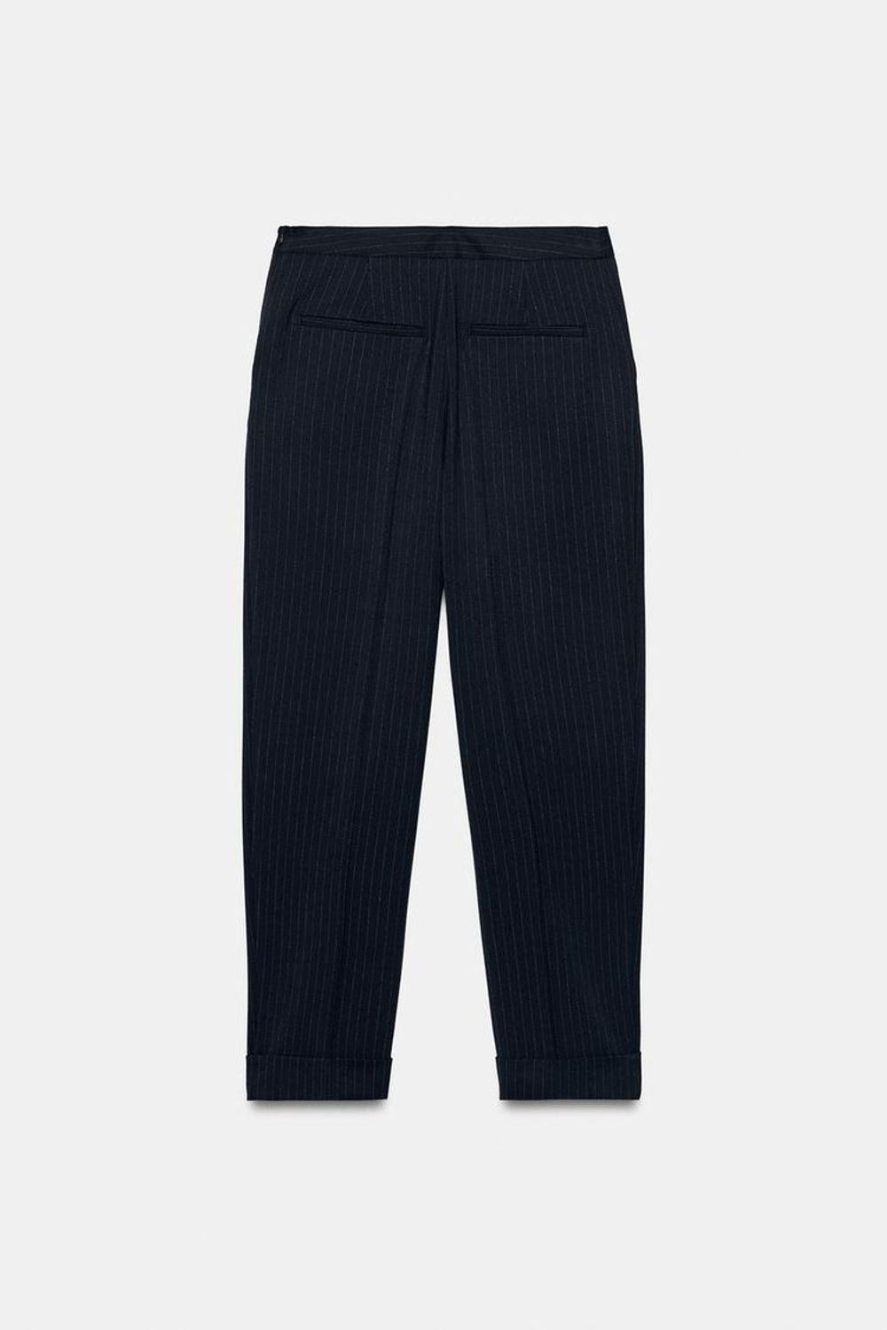 ZARA БРЮКИ В ТОНКУЮ ПОЛОСКУ, МОРСКОЙ СИНИЙ