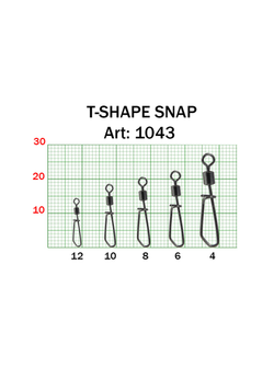 Вертлюжок рыболовный Fish Crystal с Т-образной застежкой T-SHAPE SNAP 1043 №8 (5 упаковок)