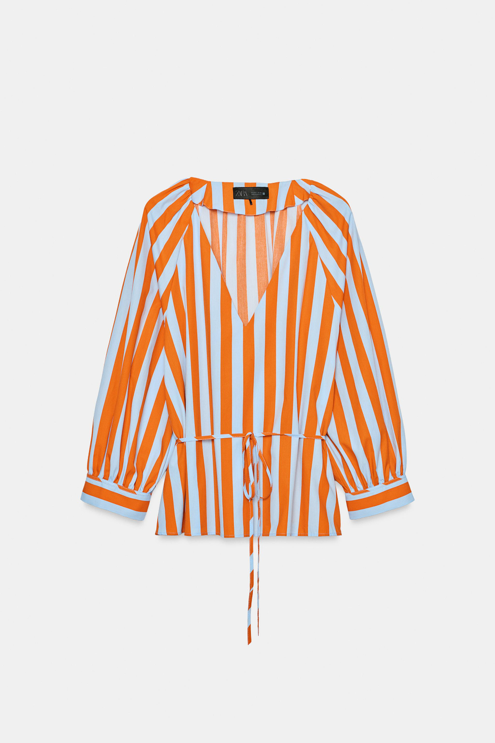 РУБАШКА В ПОЛОСКУ С ТОНКИМ ПОЯСОМ — ZARA