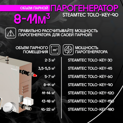 Steamtec TOLO KEY 90 - 9кВт (стандартный модуль управления)/ парогенератор для хамама и турецкой бани