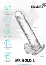 Прозрачный реалистичный фаллоимитатор Mr. Bold L - 18,5 см.