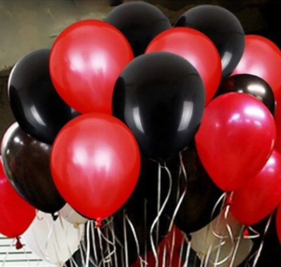 Шары с гелием под потолок decor Black & pastel Red 21 шар
