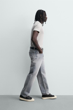 ZARA ДЖИНСЫ STRAIGHT FIT, СТАЛЬНОЙ СИНИЙ