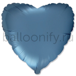 Фольгированная фигура, сердце, 18"/46СМ Сатин Steel Blue