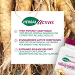 NaturesPlus, Herbal Actives, корейский женьшень, пролонгированное высвобождение, 1000 мг, 30 таблеток