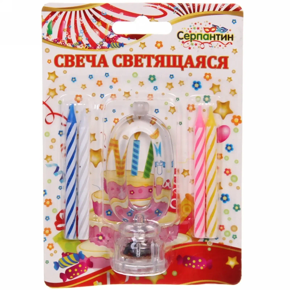 Свеча для торта с подсветкой Цифра «0»