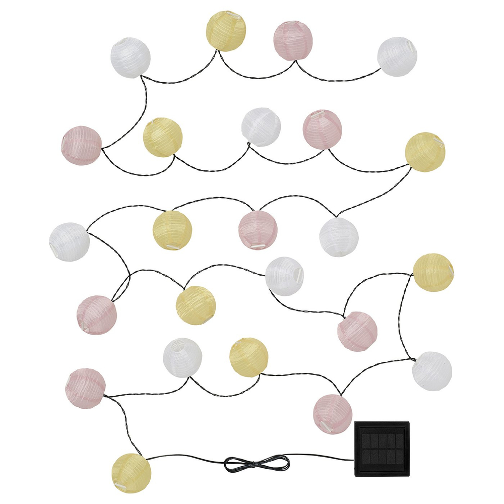 IKEA SOLVINDEN  (ИКЕА СОЛВИНДЕН)  -  Гирлянда LED, 24 лампочки - на солнечной батарее, шар жёлтый/розовый