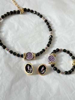HMG Enamel Серьги Лаванда черные