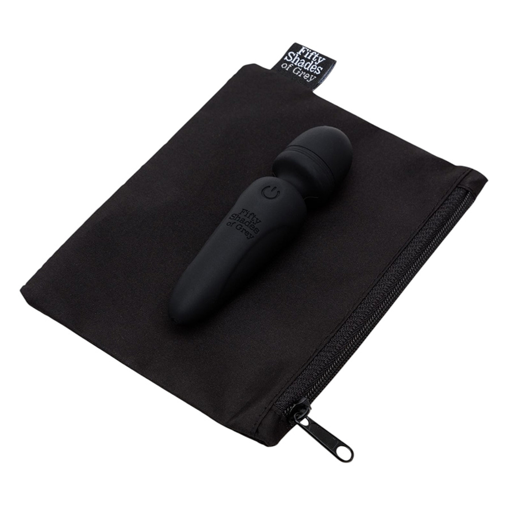 Чёрный мини вибратор-wand 10,1см Fifty Shades of Grey Sensation Rechargeable Mini Wand Vibrator