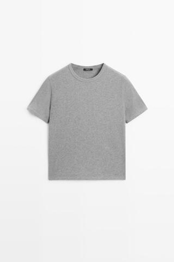 Massimo Dutti Футболка из 100% хлопка с короткими рукавами, серый