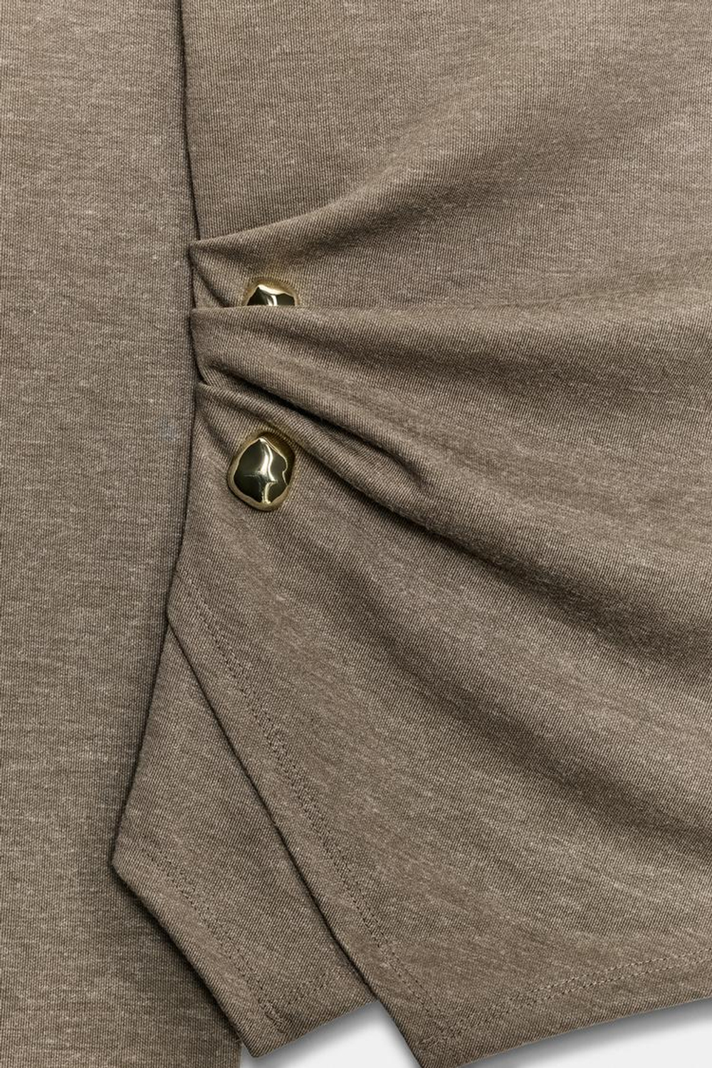 ZARA ТОП ИЗ МЯГКОЙ ТКАНИ С БРОШЬЮ, ЗЕЛЕНЫЙ МЕЛАНЖ