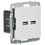 BRITE Розетка USB A+A 5В 3,1А РЮ10-1-БрБ белый IEK