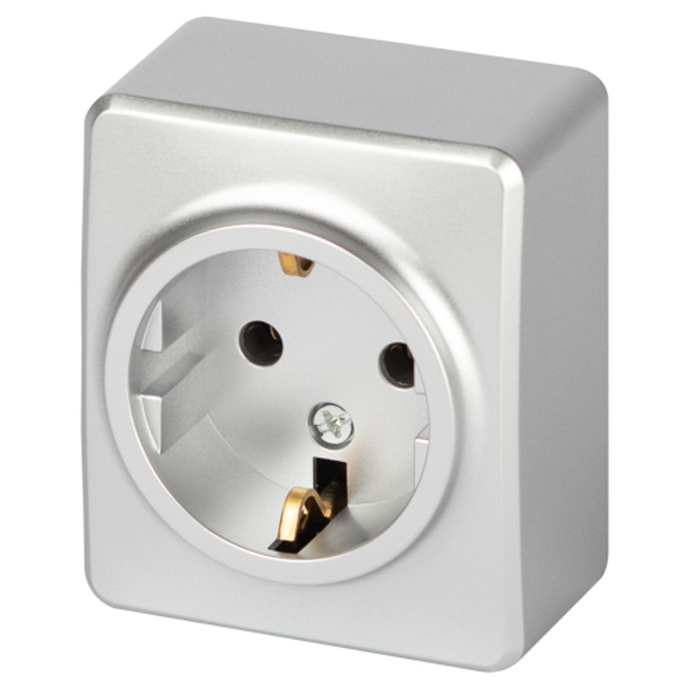 Розетка ЭРА Эксперт 11-2203-03 2P+E Schuko IP20 16A-250В ОУ алюминий | Эра Эксперт