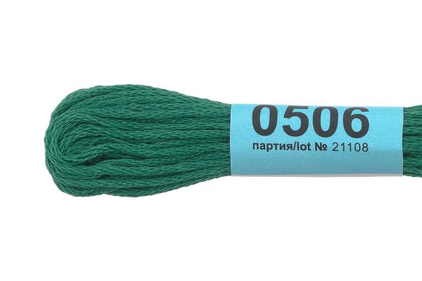 Мулине Gamma 100% хлопок, цв.0506 т-зеленый, 24 мотка по 8 метров