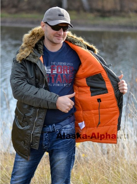 Куртка Аляска Alpha Slim Fit N-3B (т.серая/оранж - r.grey/orange)