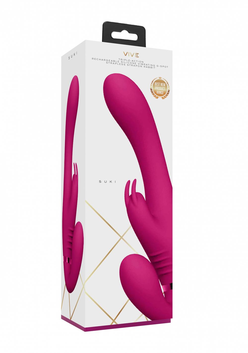***Shots Vive Suki Безремневой страпон с кроликом Pink -- VIVE036PNK