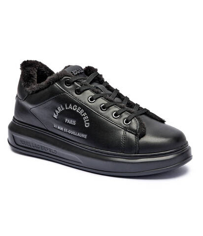 Кожаные кроссовки Karl Lagerfeld - черный(KL52538L)