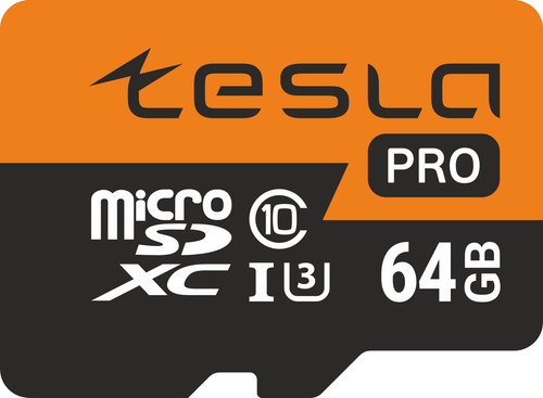 Карта памяти ТЕСЛА (TESLA) 64Гб microSDXC, C10/UHS-I U3 (TSLMSD64GU3-BLK)