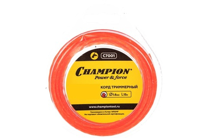 ЗИП Корд триммер (леска) 1,6мм, 15м Champion витой квадрат