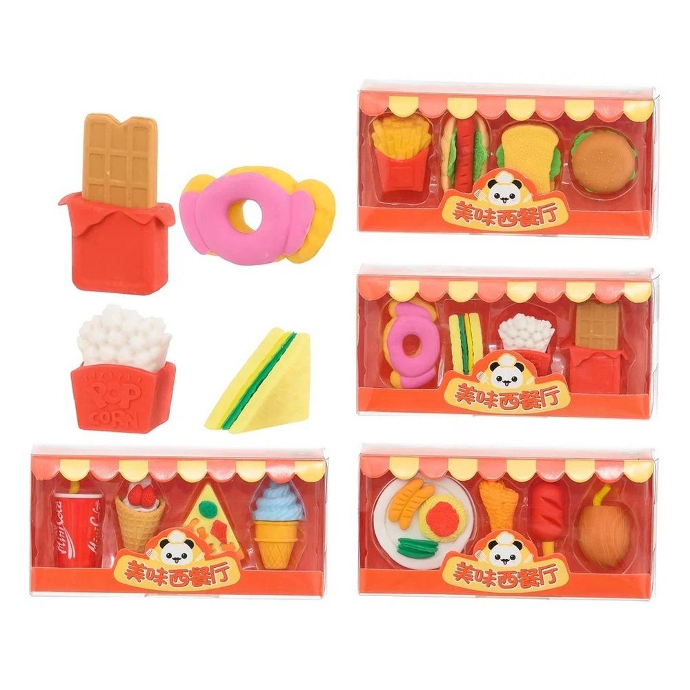 Ластик Qihao, фигурный, серия "Fastfood", цветной корпус, 4 шти Ластик Qihao, фигурный, серия "Fastfood", цветной корпус, 4 шти