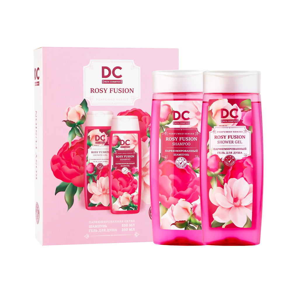 Подарочный набор для жен. ROSY FUSION (РОУЗИ ФЮЖН): Гель для душа ROSY FUSION (РОУЗИ ФЮЖН) 250 мл + Шампунь ROSY FUSION (РОУЗИ ФЮЖН) 250 мл