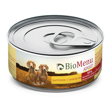 BioMenu Adult влажный корм для взрослых собак с цыпленком и ананасами, в консервах - 100 г