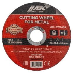 Круг отрезной по металлу и нержавеющей стали 125x1.0x22.2мм JBC JBC-CW705S