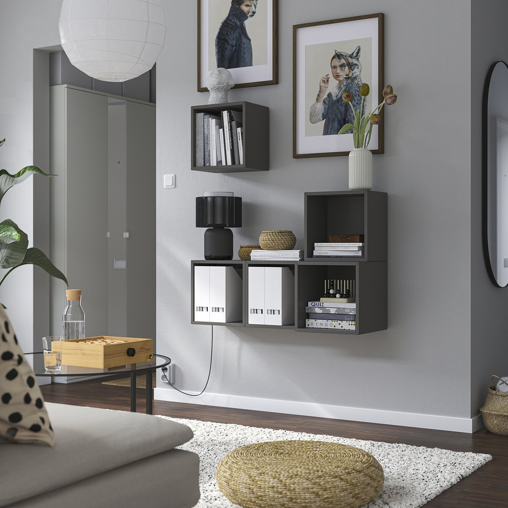 IKEA EKET  (ИКЕА ЕКЕТ)  -  Комбинация настенных шкафов - тёмно-серый 105x35x120 см