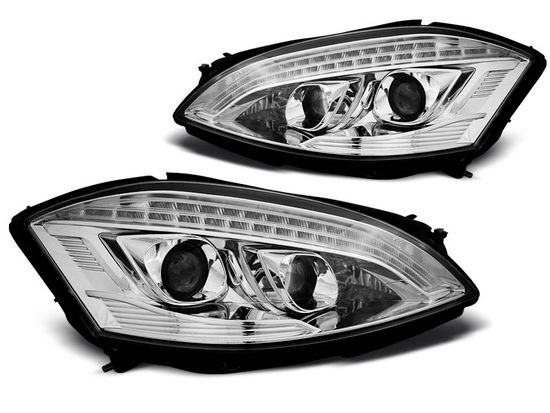 Передние фары tube light chrome для Mercedes S W221