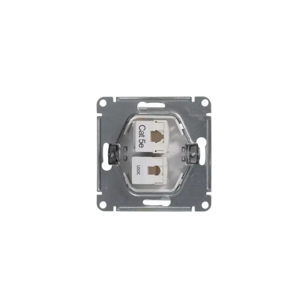 GLOSSA РОЗЕТКА двойная RJ11+RJ45 кат.5e, механизм, БЕЛЫЙ