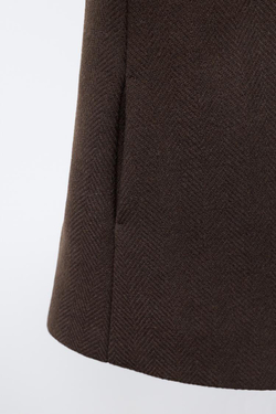 ZARA ПАЛЬТО ИЗ ШЕРСТЯНОЙ ТКАНИ MANTECO, ШОКОЛАДНЫЙ