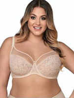 Комфортный бюстгальтер plus size на косточках с боковыми поддержками (Размер: 75L) (Цвет: бежевый)
