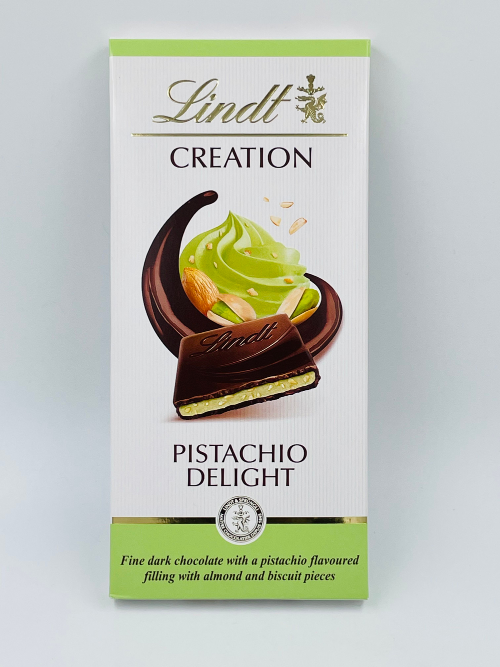 Шоколад LINDT Creation темный с начинкой Pistachio Delight Фисташковое наслаждение (фисташки, миндаль, печенье)150 г (из Финляндии)