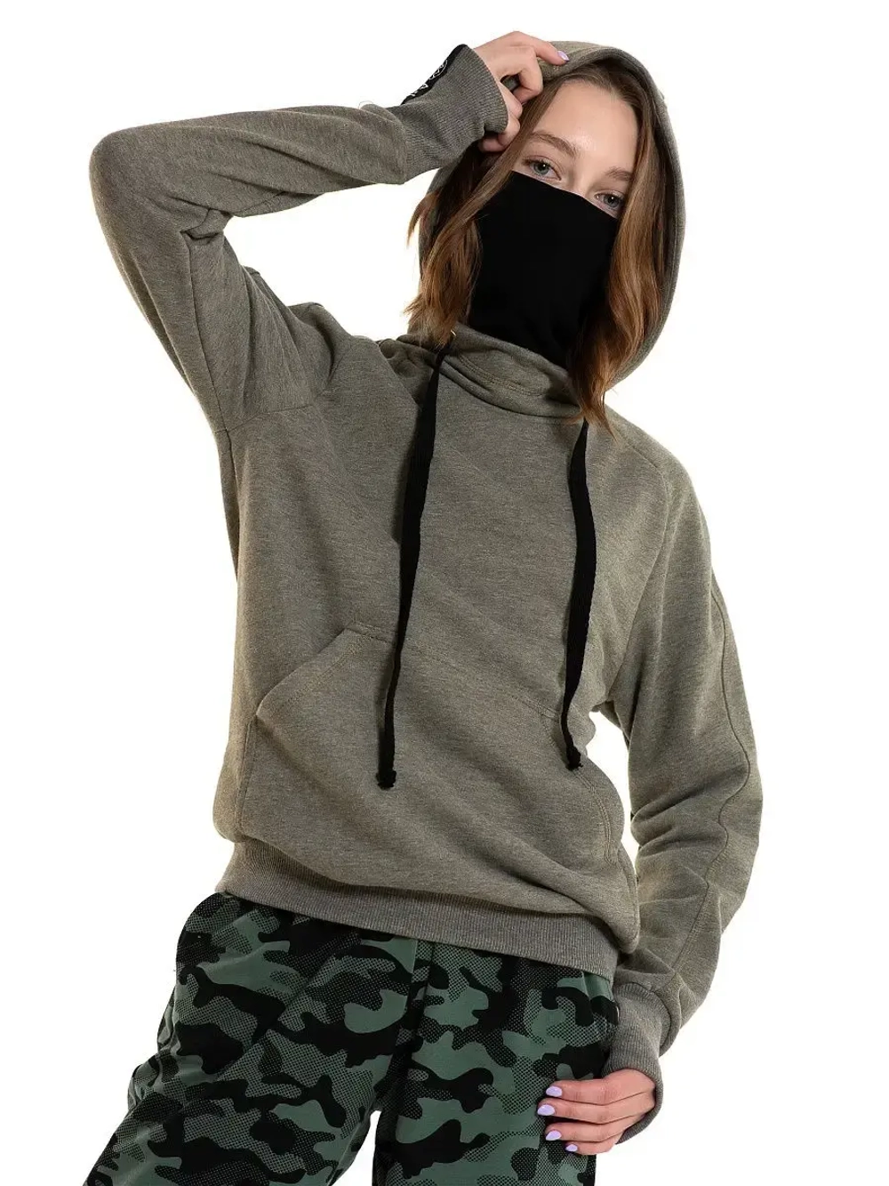 Худи с маской "Ниндзя" Толстовка "Ninja"  без начеса