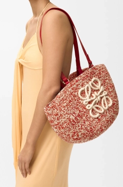 Loewe Средняя сумка-корзина Eclipse из рафии и телячьей кожи, красный