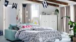 Комплект постельного белья IKEA JUNIMAGNOLIA (ЮНИМАГНОЛИЯ ), Двуспальный, Белый с рисунком, 240x220, 50x80 см