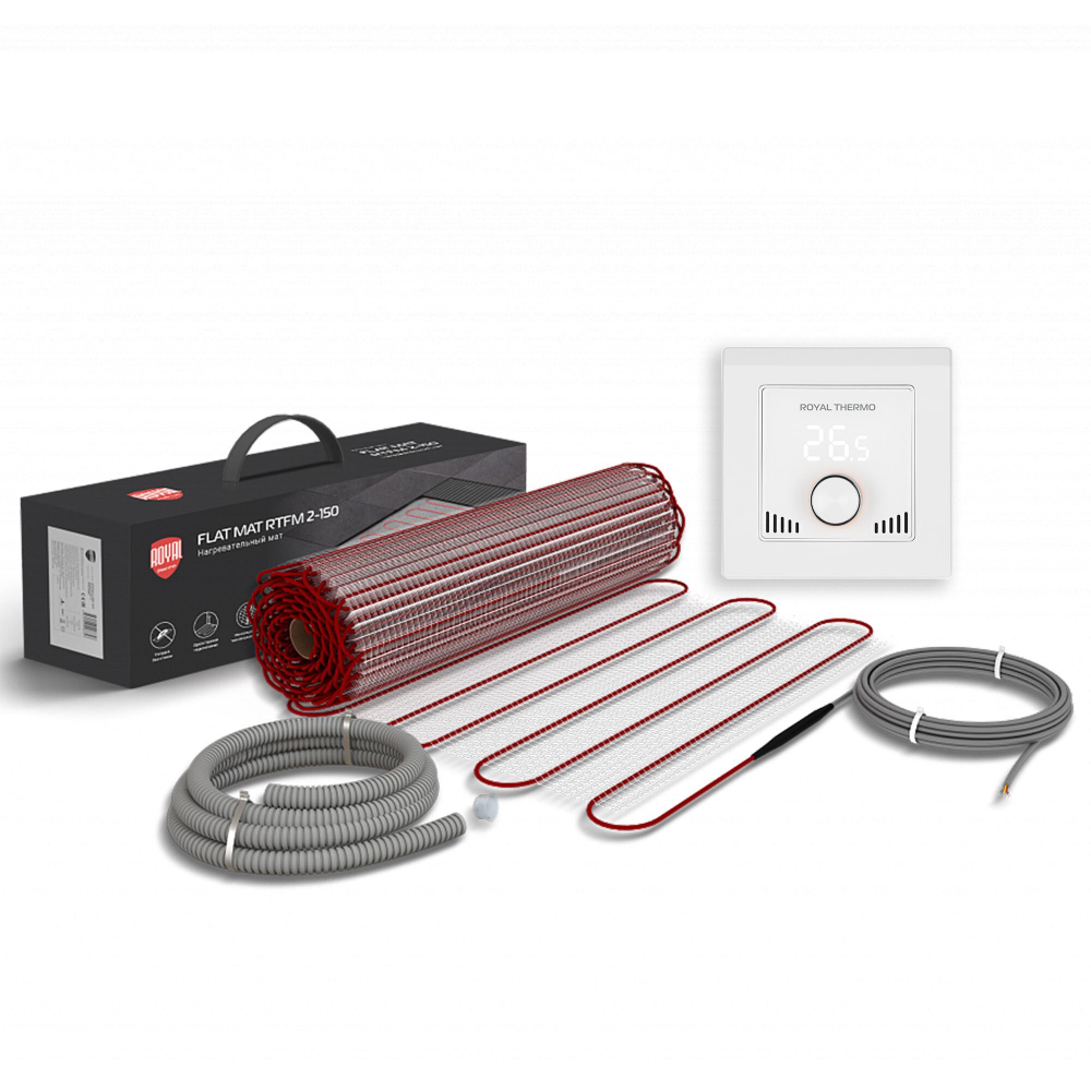 Мат нагревательный Royal Thermo Flat Mat RTFM 2-150-9 с терморегулятором RTI-16