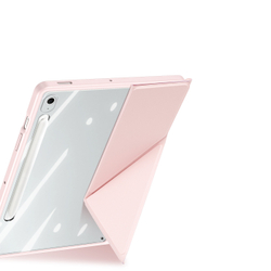 Чехол книжка розового цвета от Dux Ducis для Samsung Galaxy Tab S10 FE+, серия Magi Series Case, с держателем Pencil и функцией автоматического перехода в спящий режим