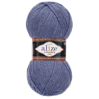 Пряжа Alize (Ализе) Lana Gold Fine / уп.5 мот. по 100 г, 390м, 203 джинс меланж A