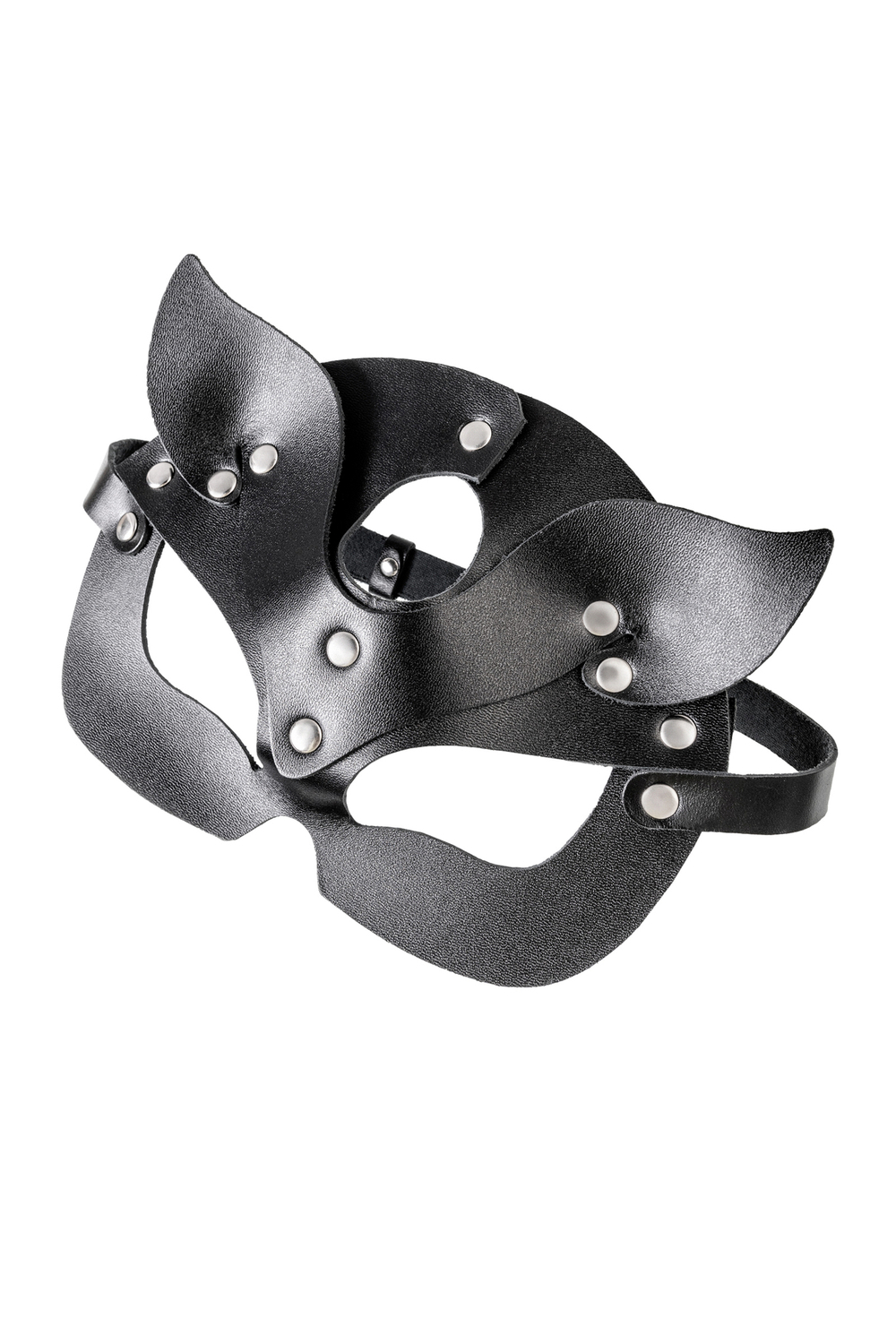 Маска кошки рельефная натуральная кожа чёрная
