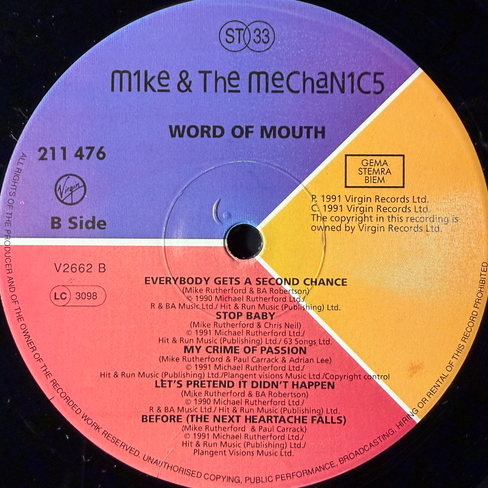 Mike & The Mechanics ‎– Word Of Mouth (Европа 1991г.)