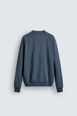 ZARA ТОЛСТОВКА С КРУГЛЫМ ВЫРЕЗОМ И ЭФФЕКТОМ ПОТЕРТОСТИ, СИНИЙ