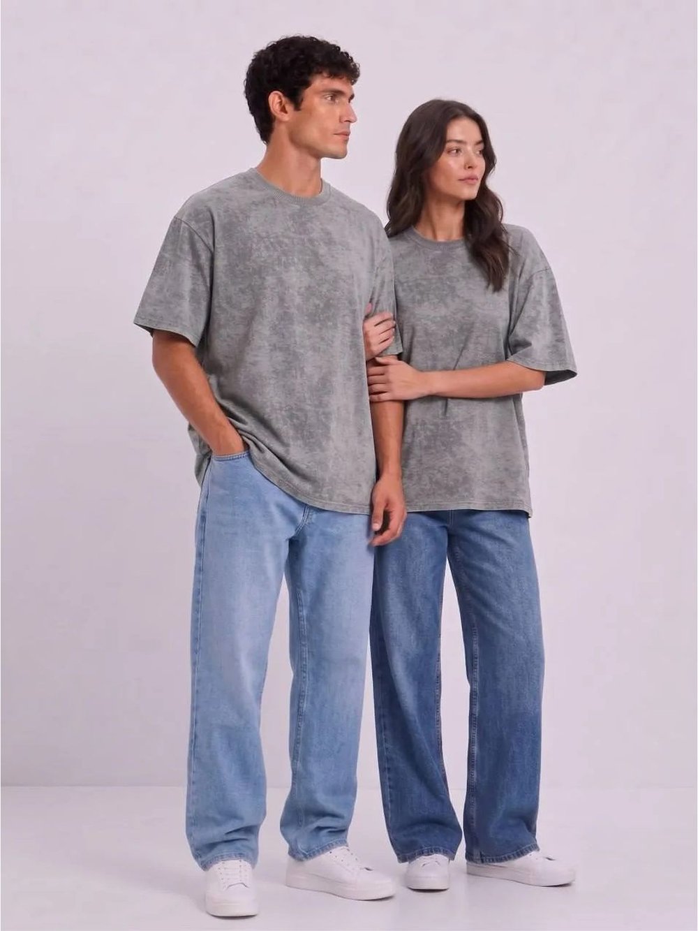 Футболка серый меланж  oversize  (54)