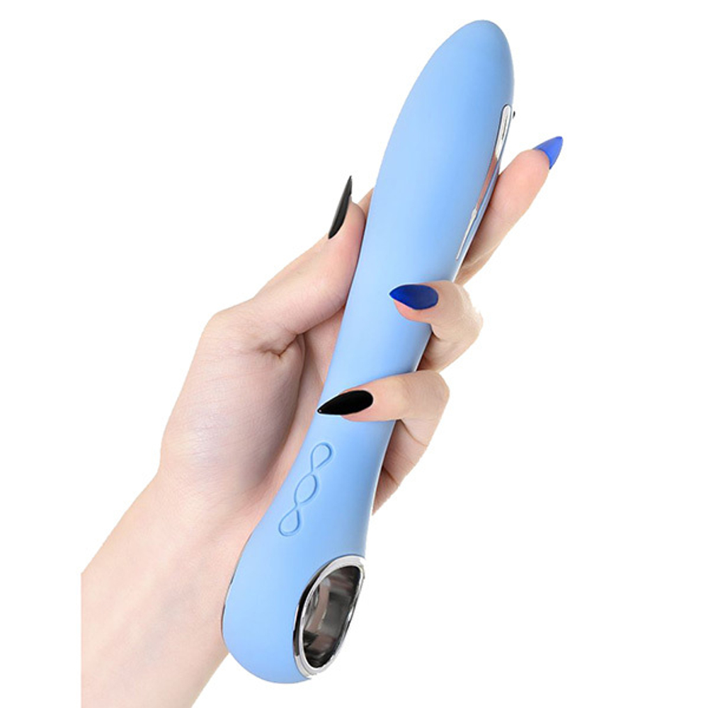 Голубой силиконовый вибратор 21см с электростимуляцией ToyFa Physics Galvani Vibe 796002