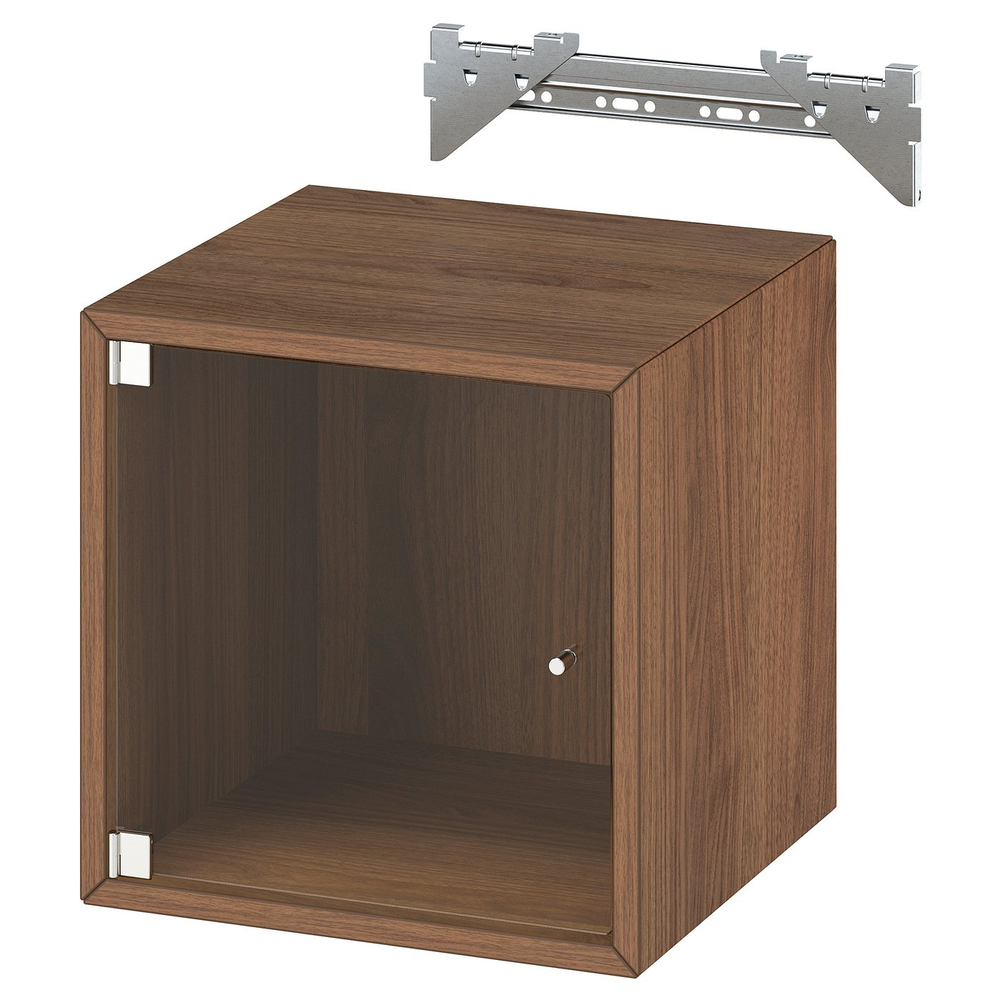 IKEA EKET  (ИКЕА ЕКЕТ)  -  Шкаф навесной со стеклянной дверцей - коричневый орех 35x35x35 см