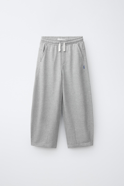ZARA БРЮКИ BARREL ИЗ ФУТЕРА, СЕРЫЙ МЕЛАНЖ