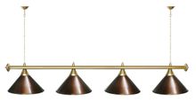 Лампа STARTBILLIARDS 4 пл. (плафоны антик медь,штанга голубая,фурнитура золото)