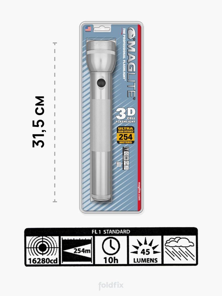 Ручной фонарь Maglite 3D 105 серебр. в коробке (31,5 см)