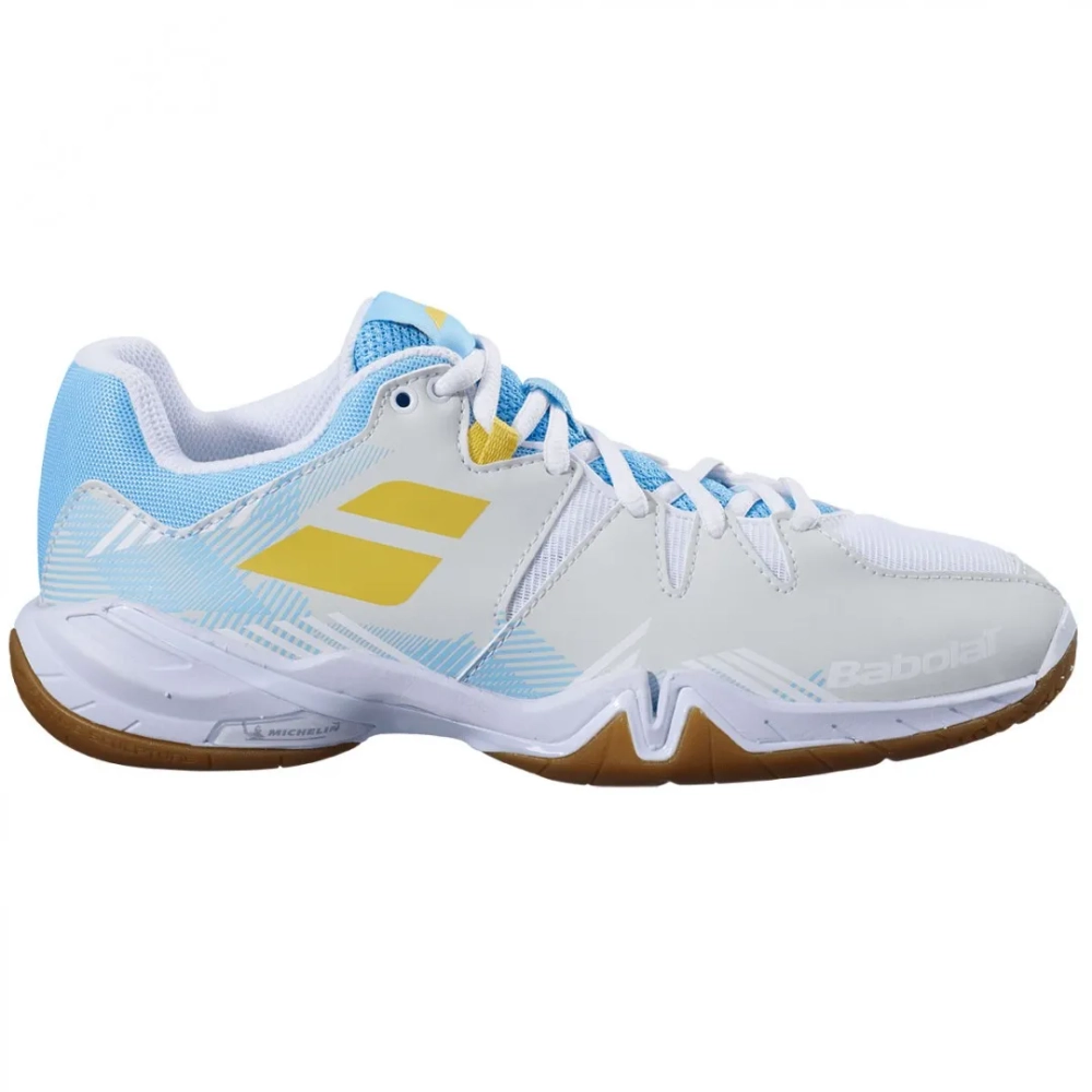 Женские кроссовки для бадминтона/сквоша Babolat Shadow Spirit - white/light blue