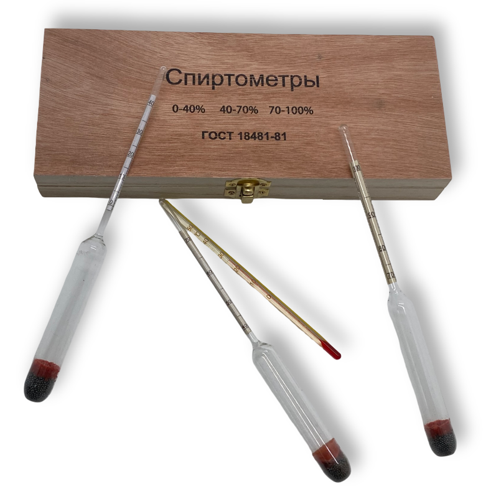 Набор спиртомеров в деревянной коробке (ГОСТ)